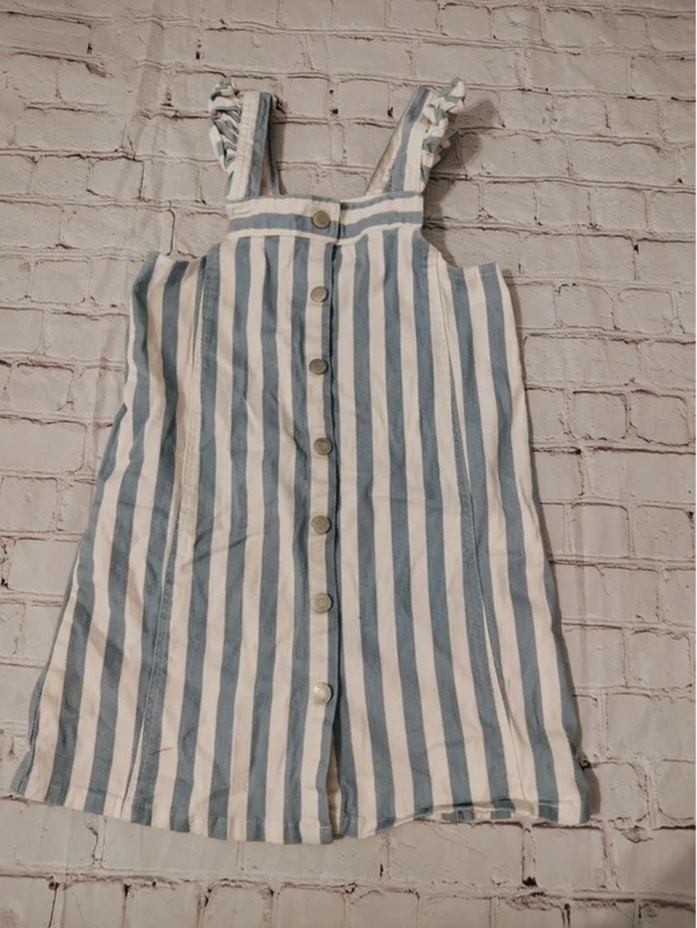Jessica Simpson Blue & Cream Striped Romper Dress | Girls Medium 8